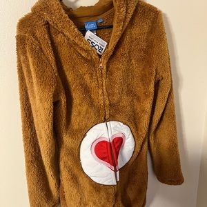 Care-bear fuzzy shorts romper.